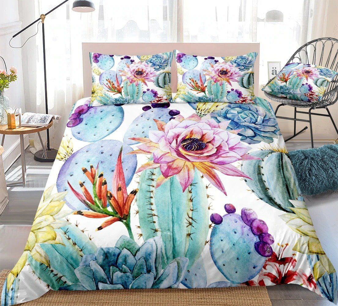 Colorful Sunflower Cactus Bedding Set