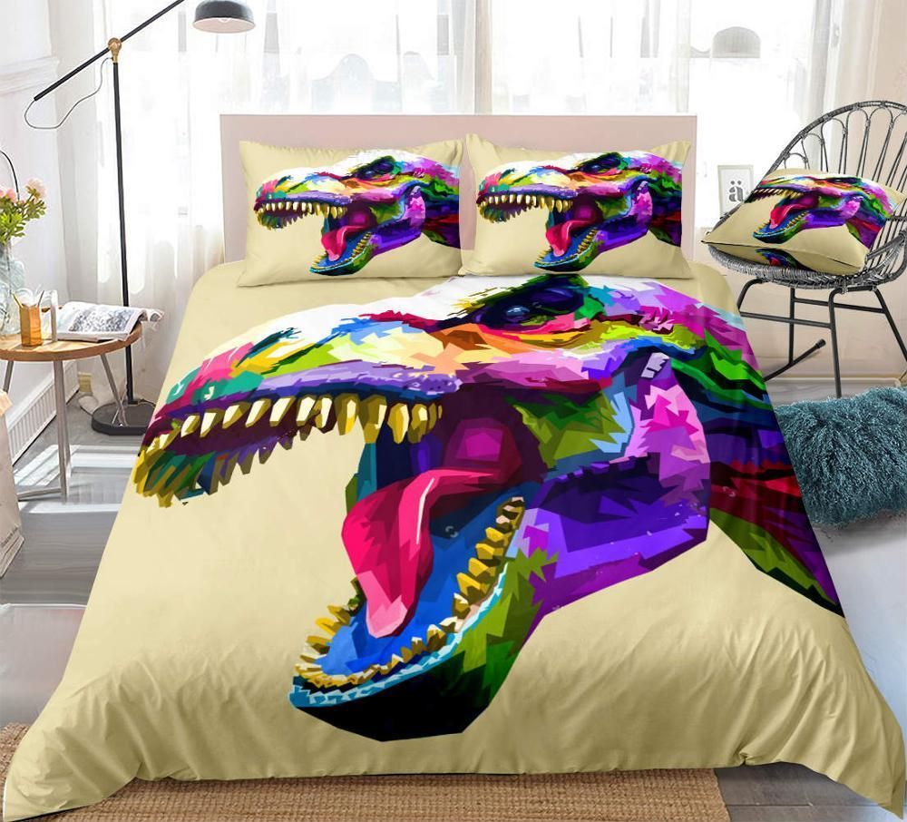 Colorful T rex Face Bedding Set