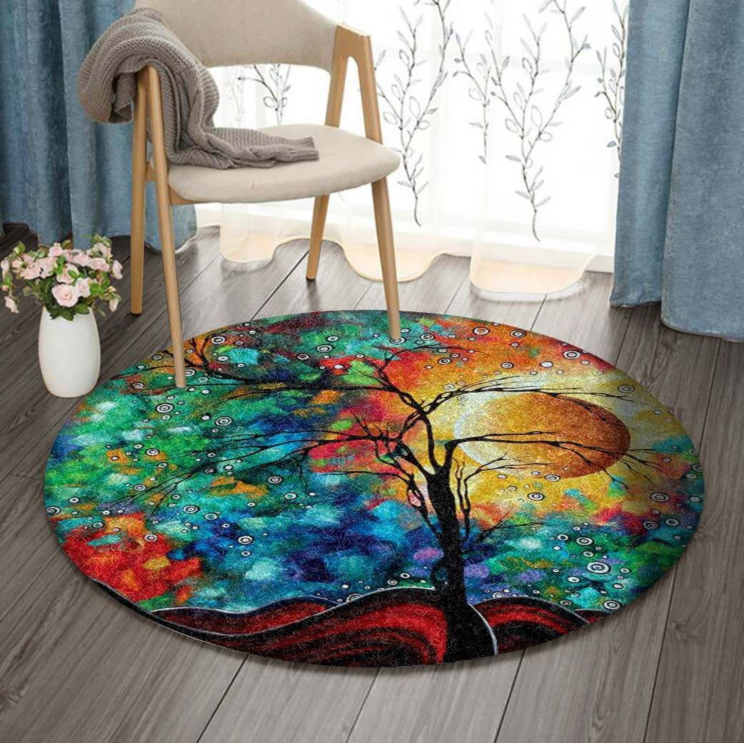 Colorful Tree Round Carpet