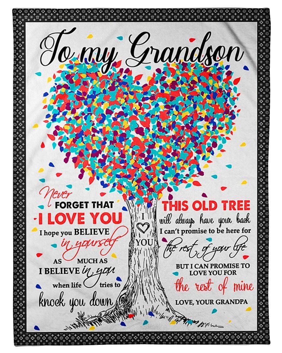 Colorful Tree The Rest Of My Life Grandpa To My Grandson Fleece Blanket Fleece Blanket