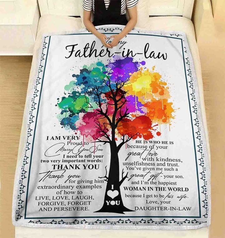 Colorful Tree To Father In Law Thank You Fleece Blanket