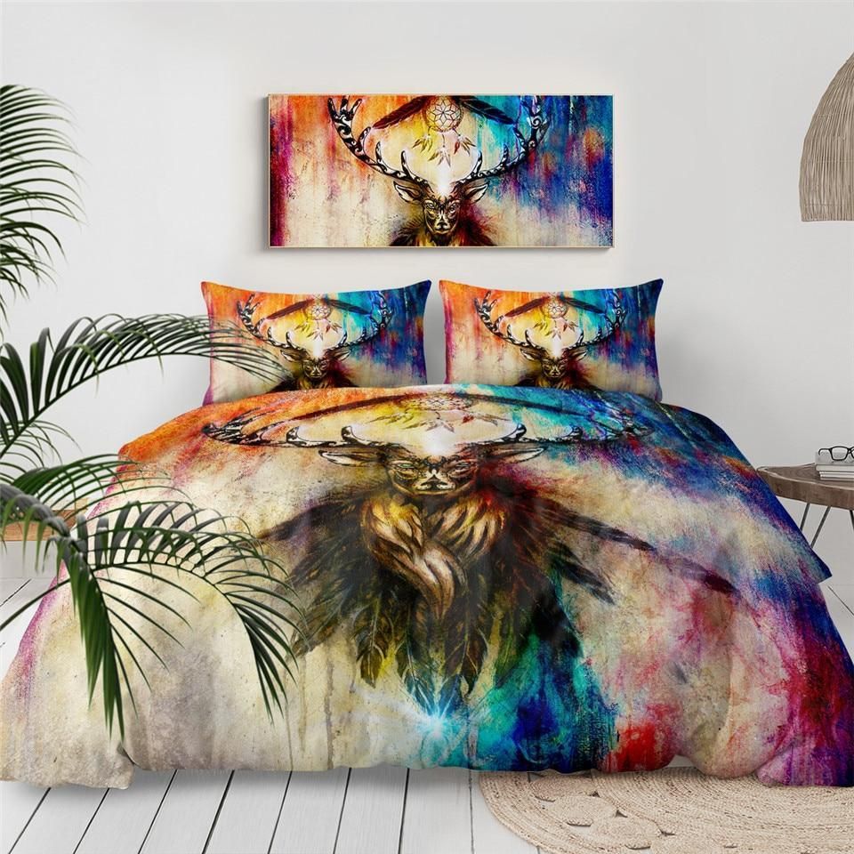 Colorful Tribal Elk Bedding Set