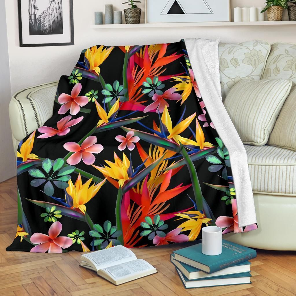 Colorful Tropical Flower Pattern Print Design Fleece Blanket