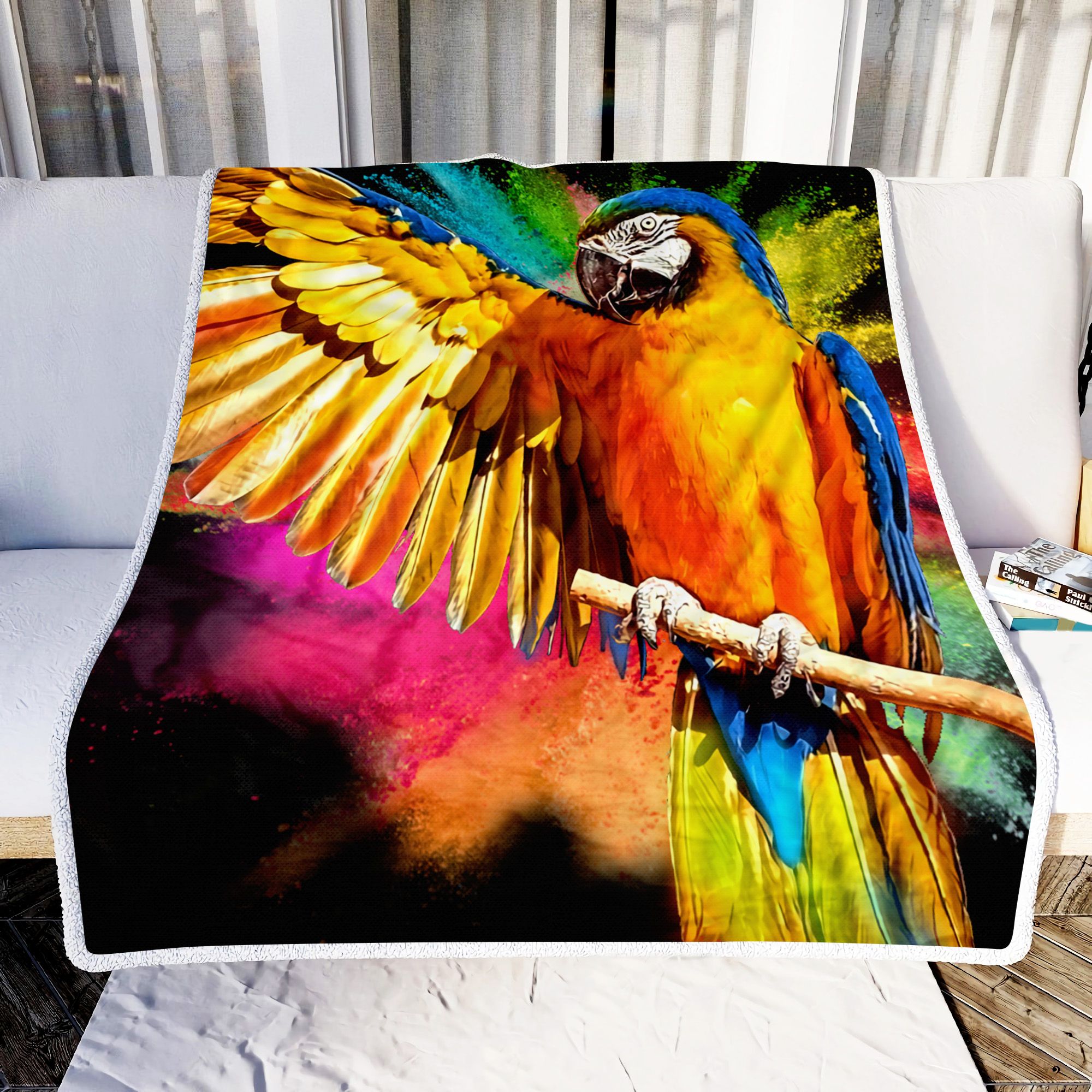 Colorful Tropical Parrot Fleece Blanket