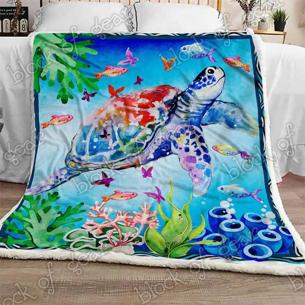 Colorful Turtle Fleece Blanket
