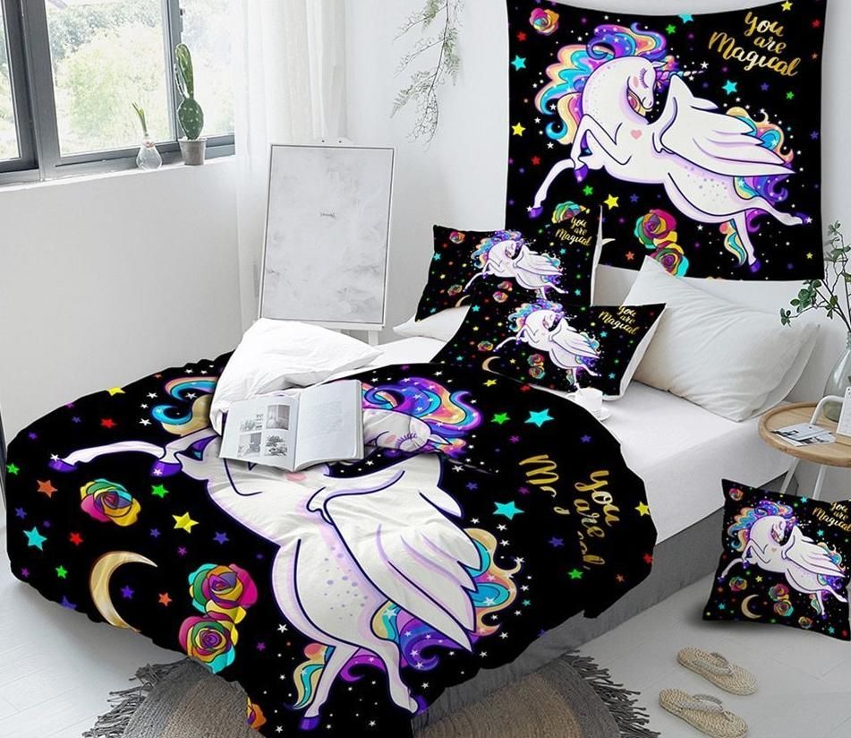 Colorful Unicorn Angel Bedding Set