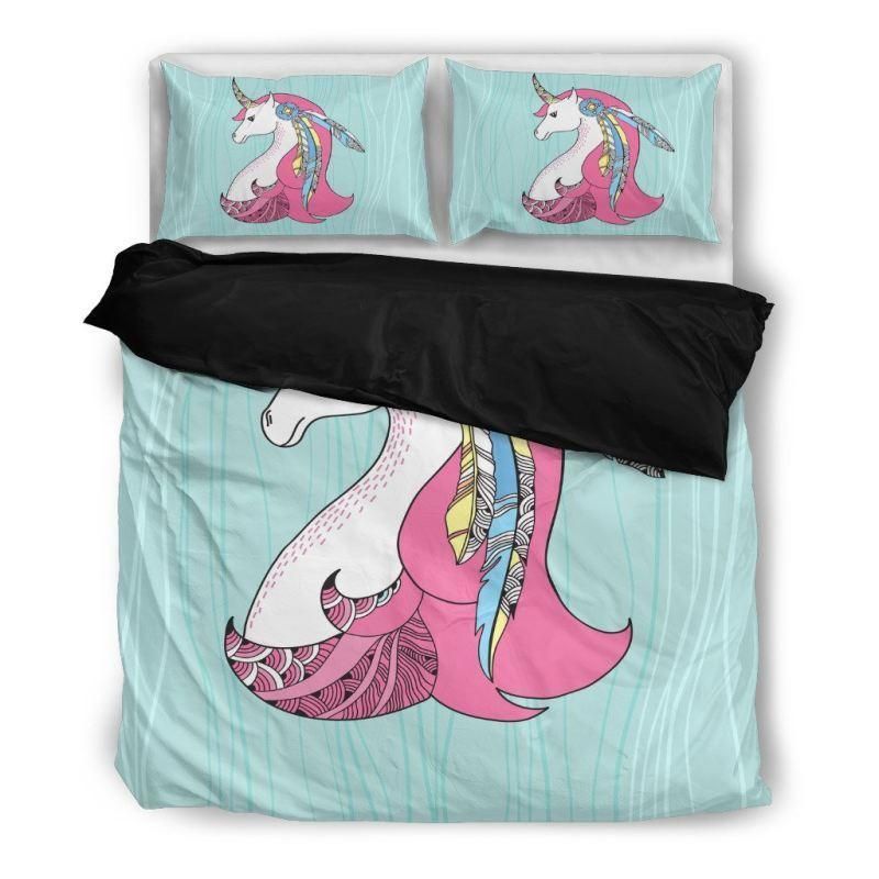 Colorful Unicorn Sweet Kingdom Blue Bedding Set