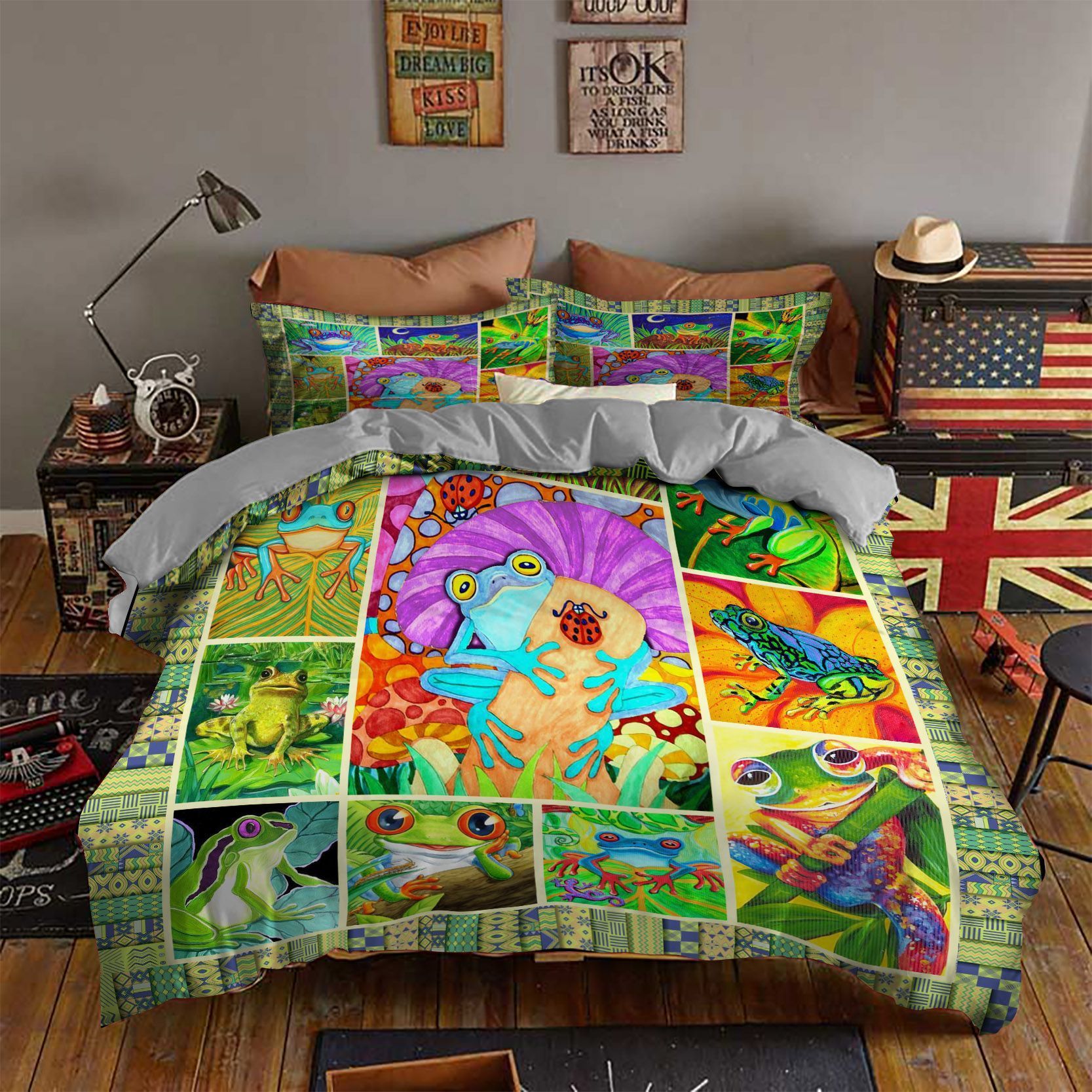 Colorful Wild Frog Bedding Set