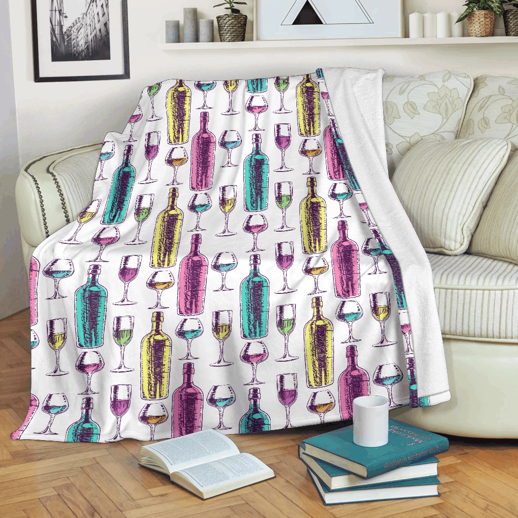 Colorful Wine Sherpa Fleece Blanket