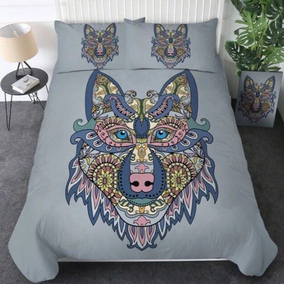 Colorful Wolf Bedding Set