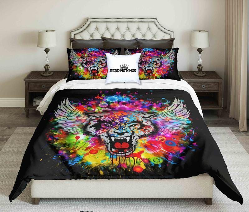 Colorful Wolf Bedding Set