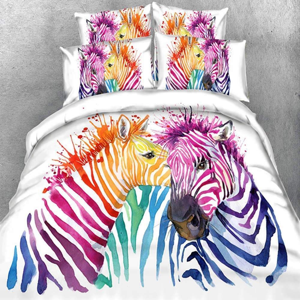 Colorful Zebra Printed Bedding Set