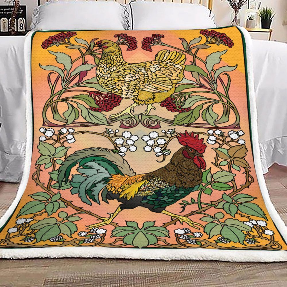 Coloring Chicken Sherpa Fleece Blanket
