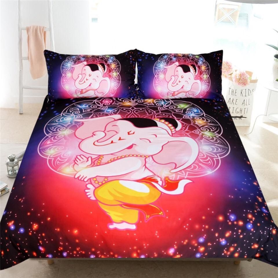 Colourful Cartoon Elephant Bedding Set