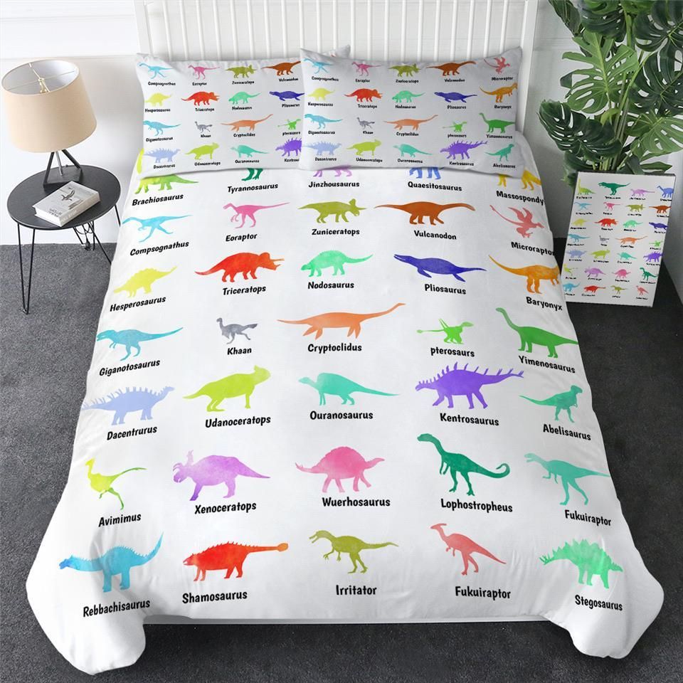 Colourful Dinosaur Names Bedding Set