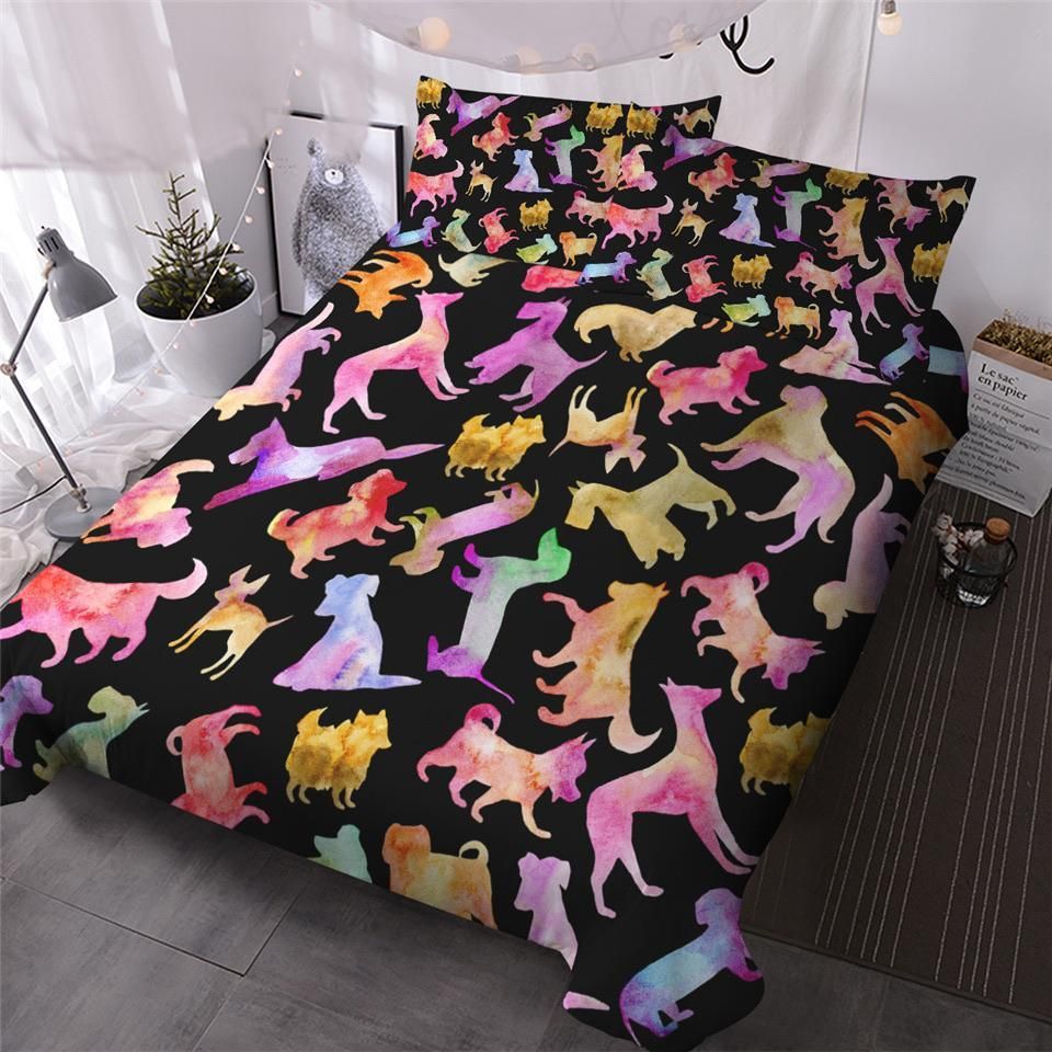 Colourful Dog Silhouettes Bedding Set