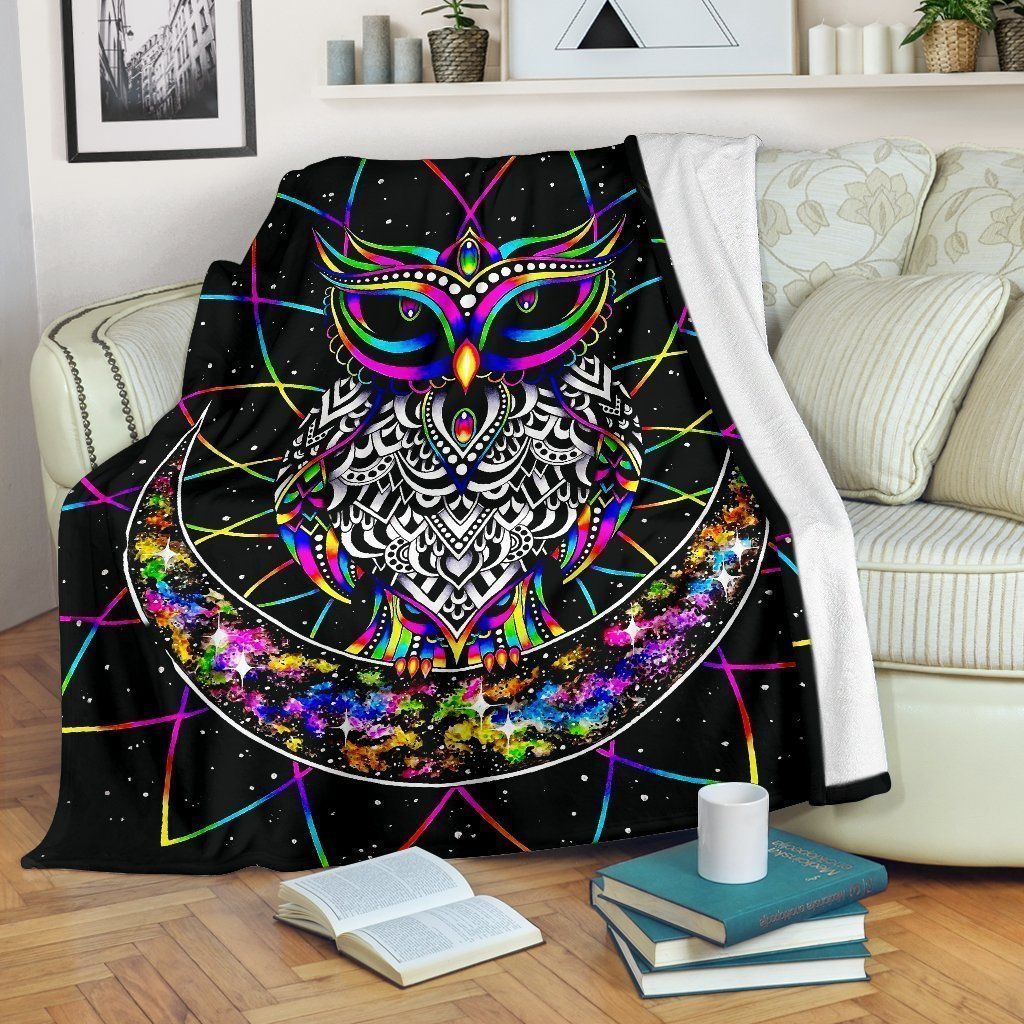 Colourful Owl Sherpa Fleece Blanket