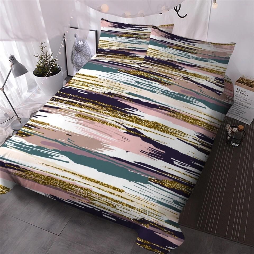 Colourful Pink Stripped Bedding Set