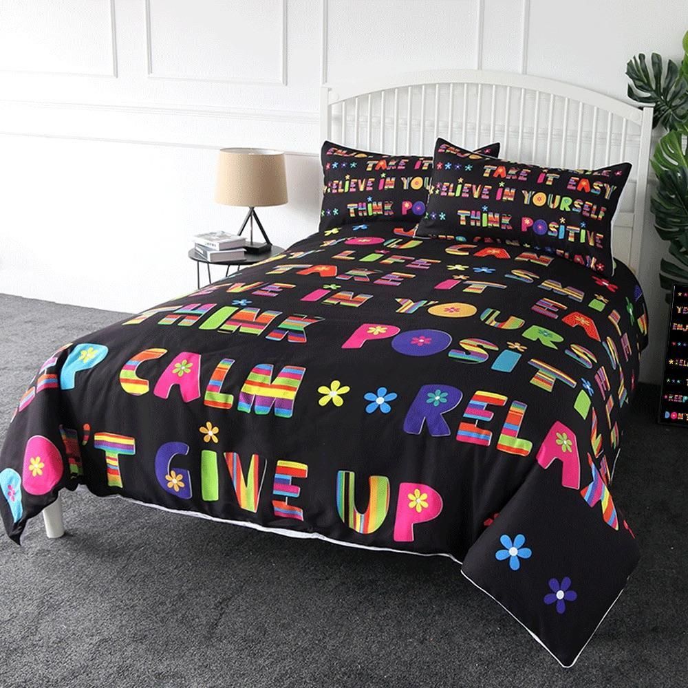 Colourful Positive Sayings Bedding Set