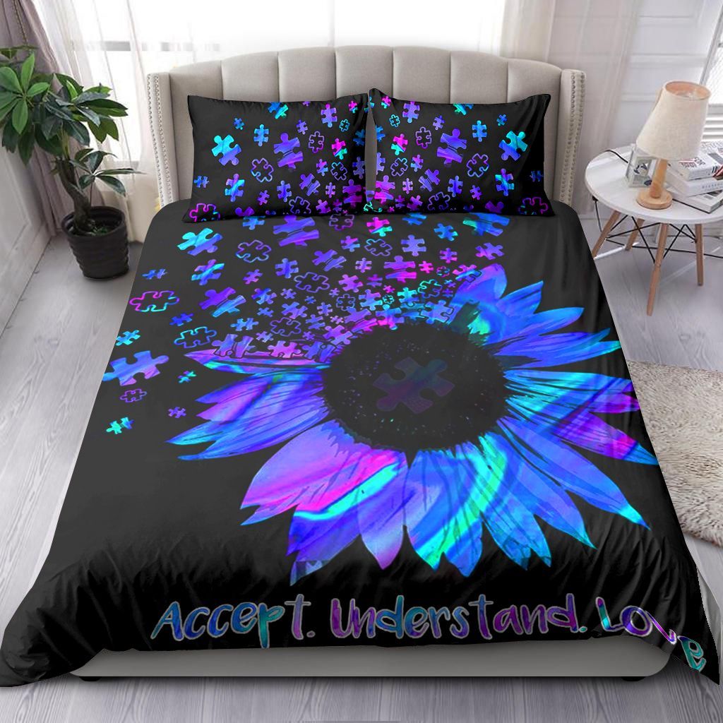 Colourful Sunflower Accept Understand Love Autism Awareness Bedding Set