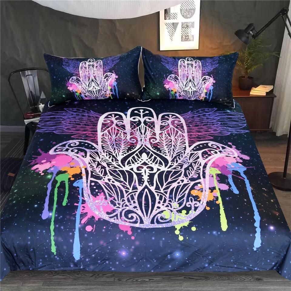 Colourful Watercolour Hamsa Hand Bedding Set