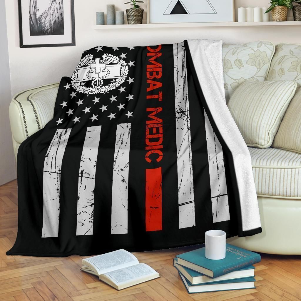 Combat Medic Usa Flag Sherpa Fleece Blanket