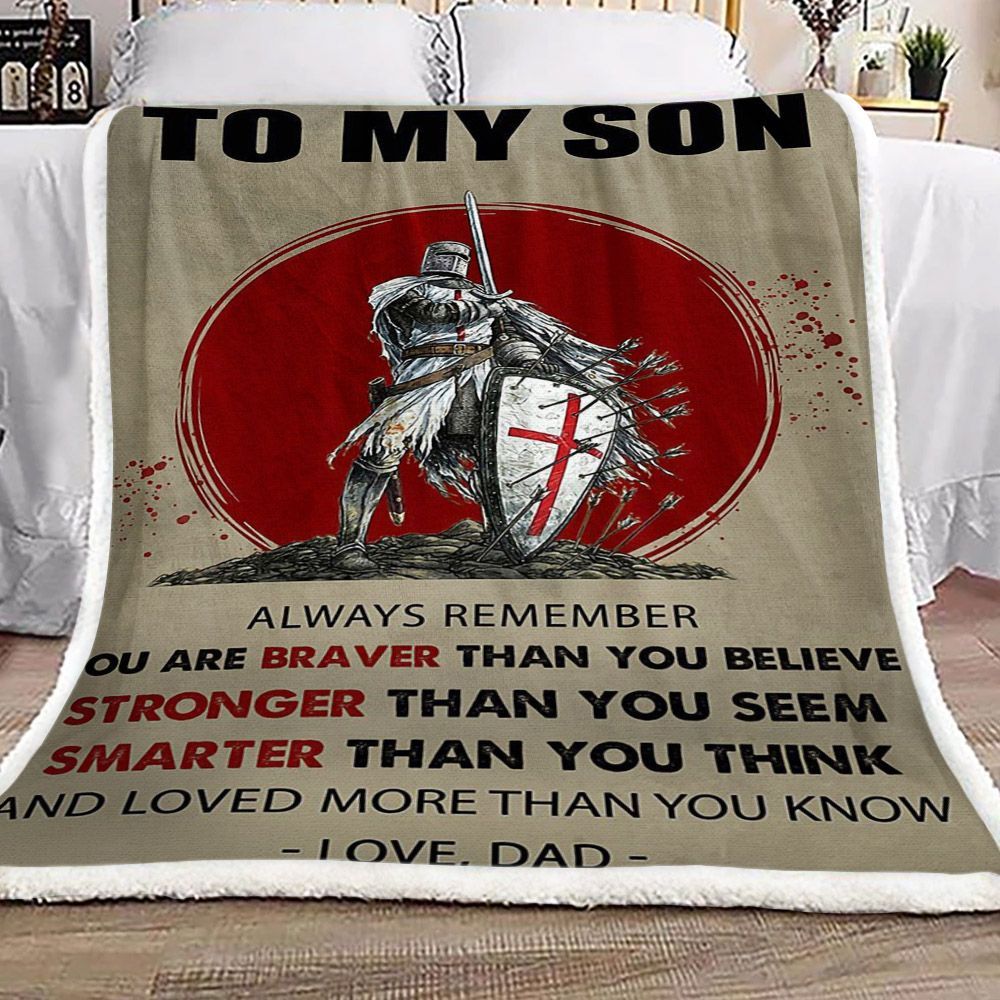 Combatant To My Son Love Dad Sherpa Fleece Blanket