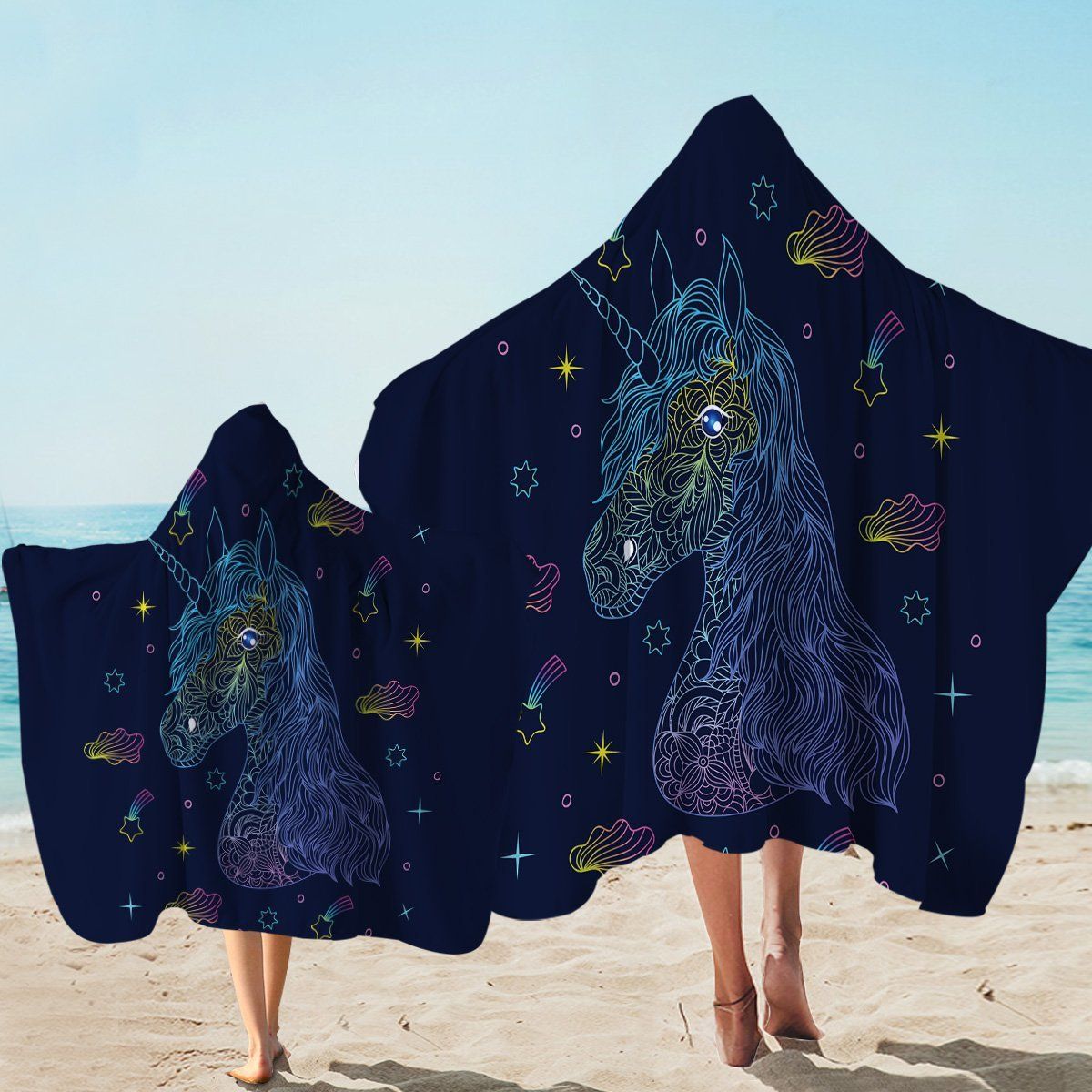 Comet Unicorn Galaxy Art Printed Hooded Towel