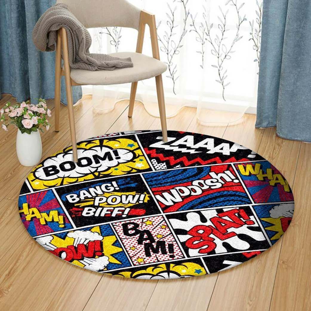 Comic Book Pop Art Round Carpet