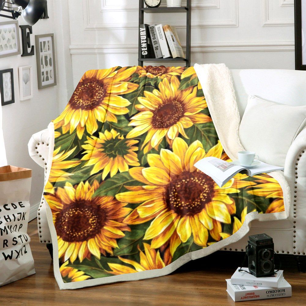Common Sunflower Sherpa Fleece Blanket