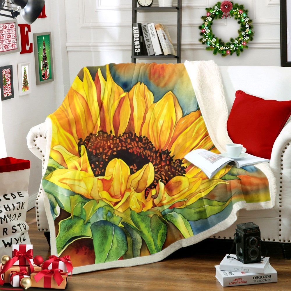 Common Sunflower Sherpa Fleece Blanket