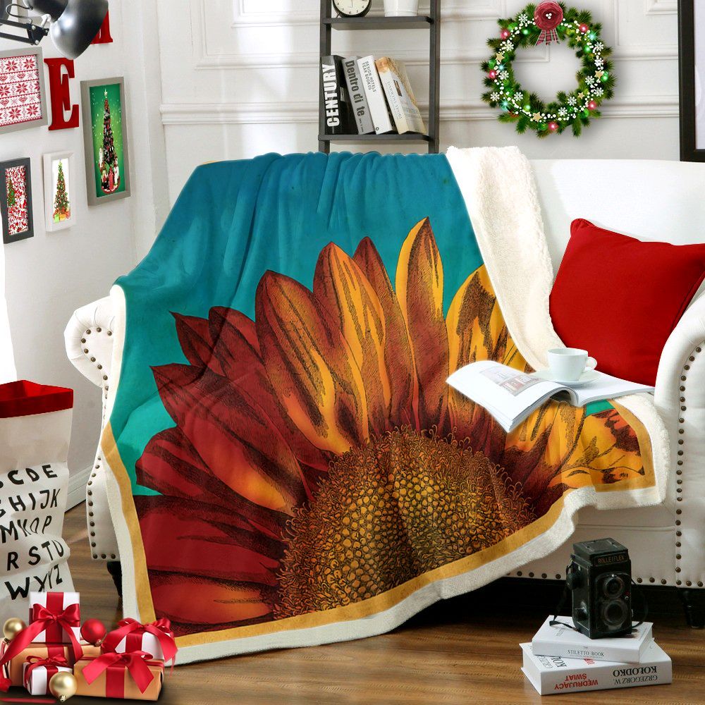 Common Sunflower Sherpa Fleece Blanket