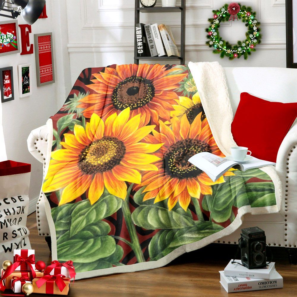 Common Sunflower Sherpa Fleece Blanket