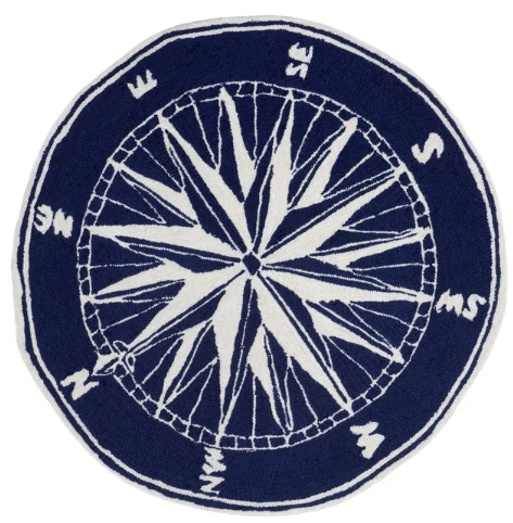 Compass Navy Round Carpet