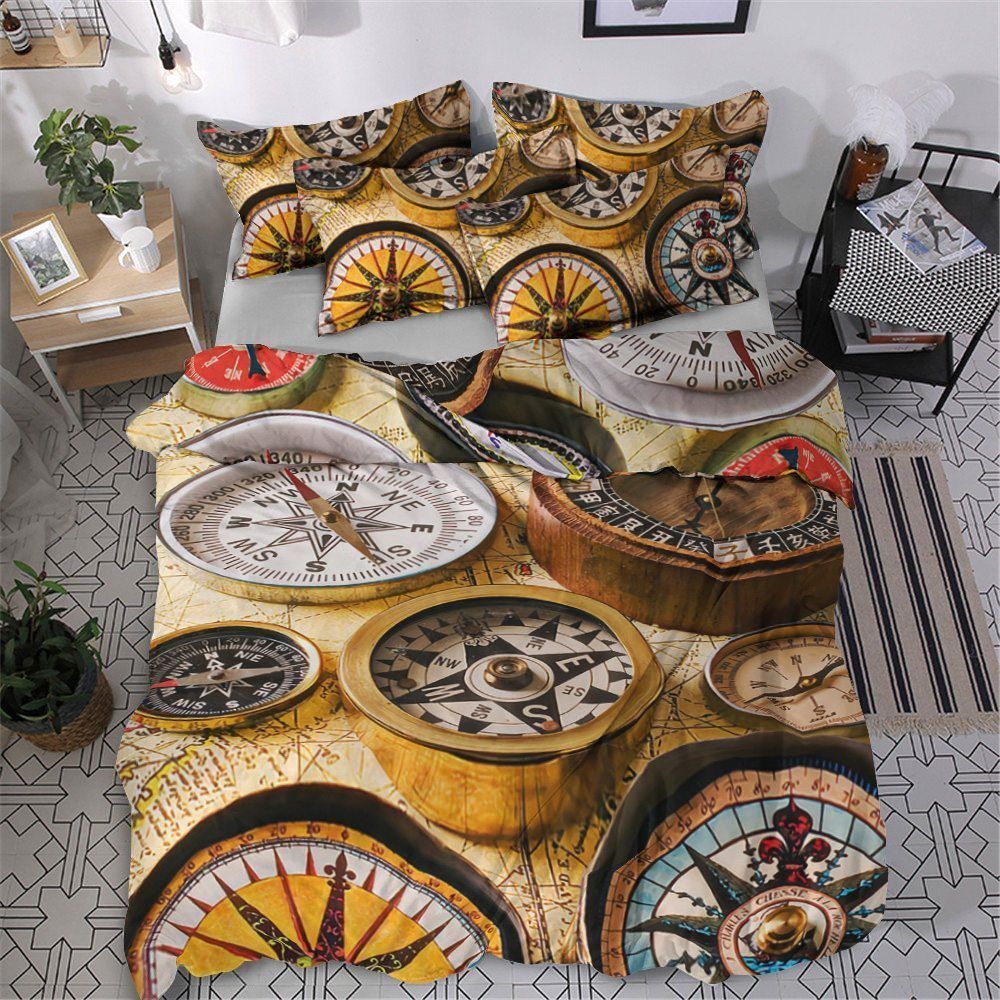 Compass Cotton Bed Sheets Spread Comforter Bedding Set