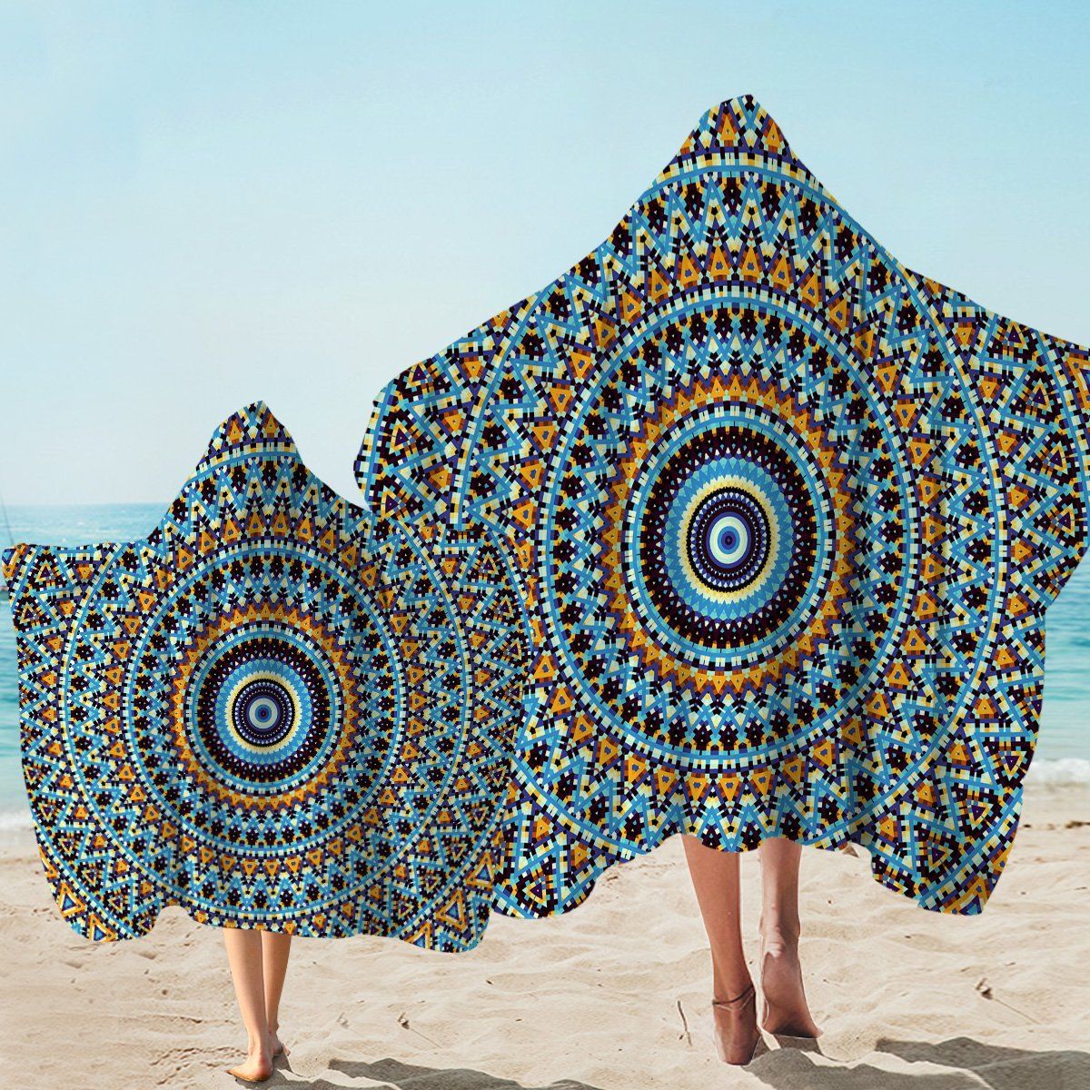 Concentric Decoration Background Printed Hooded Towel