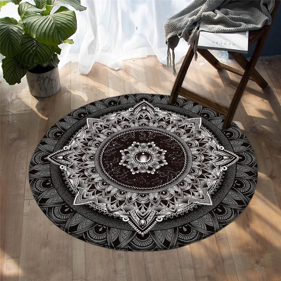 Concentric Mandala Motif Round Carpet