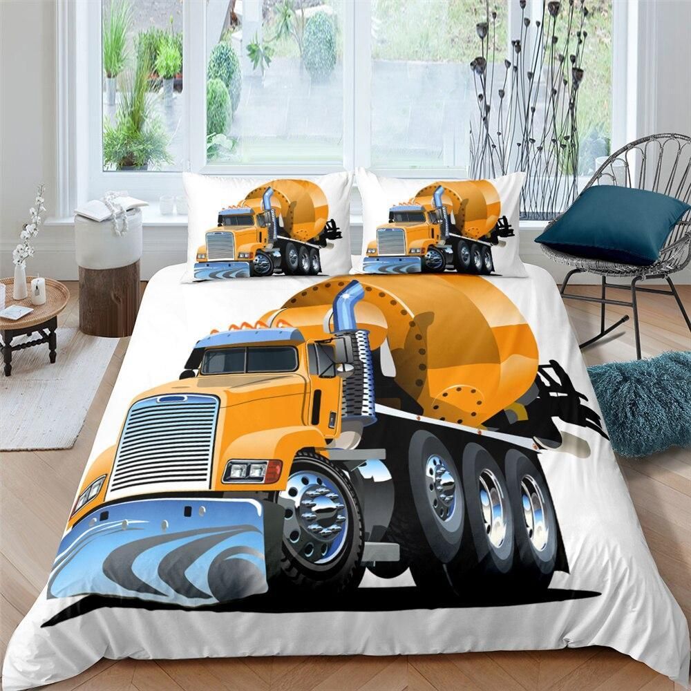 Concrete Mixer Black Background Bedding Set