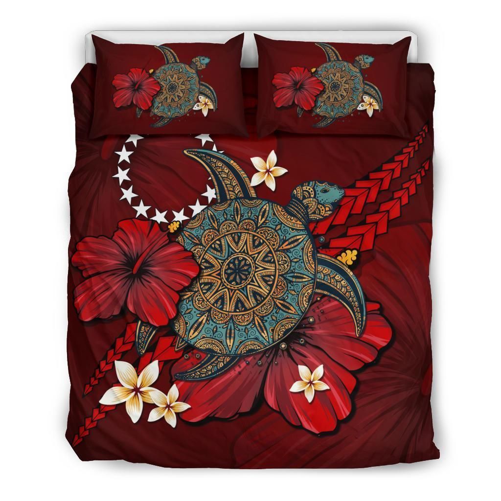 Cook Islands Red Turtle Tribal Bedding Set