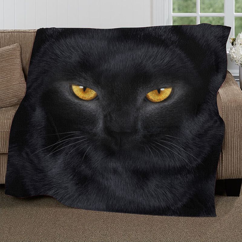 Cool Black Cat Sherpa Fleece Blanket
