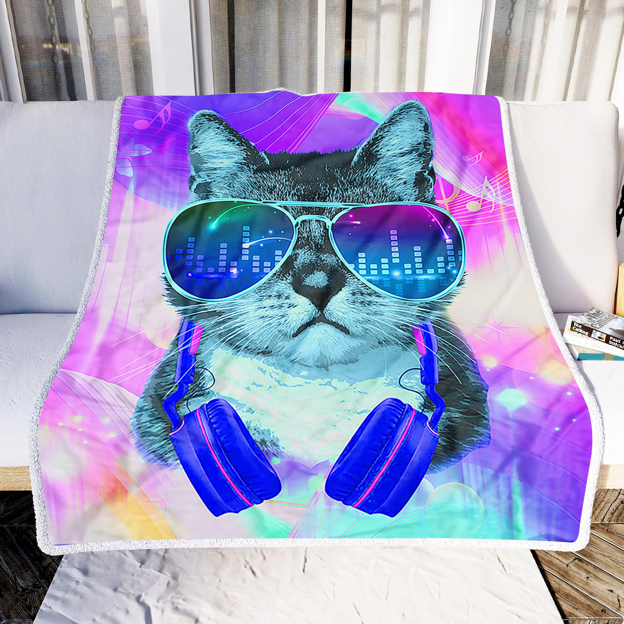Cool Cat Dj Fleece Blanket