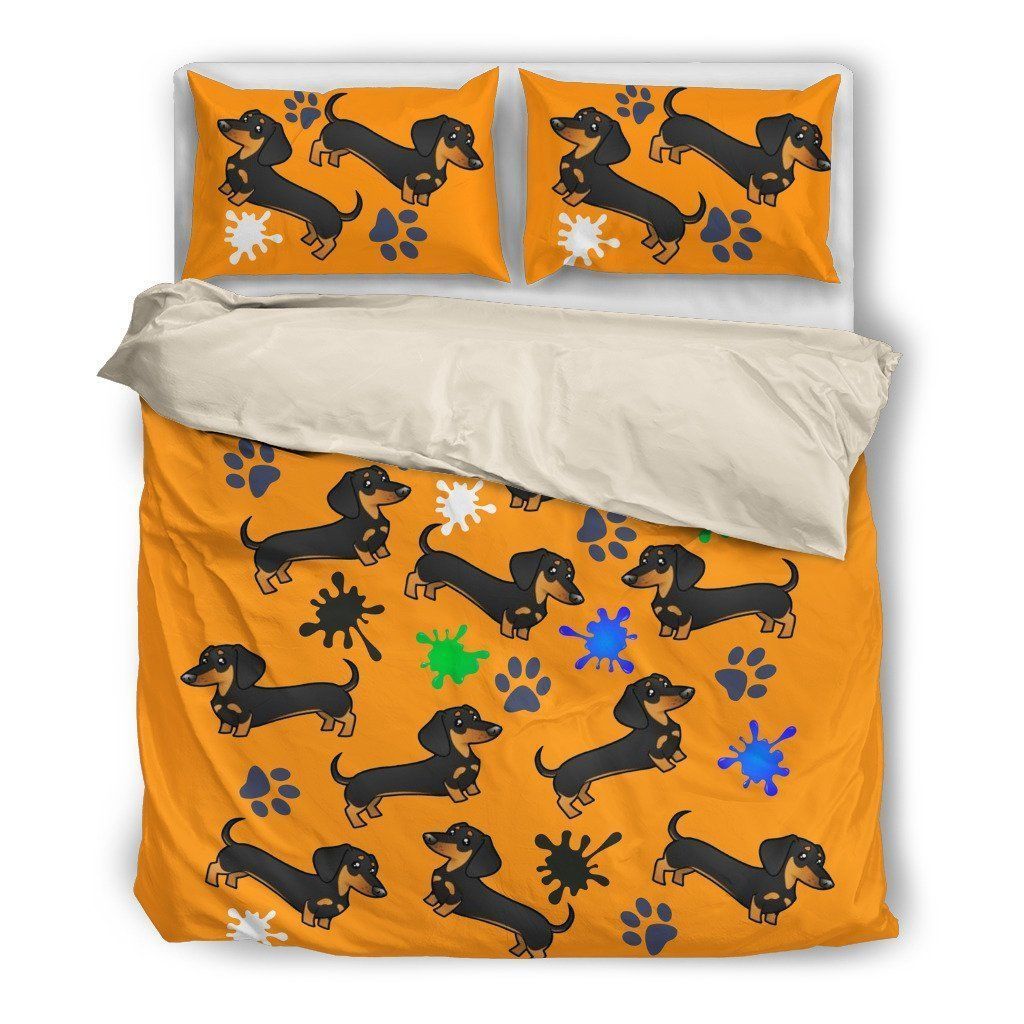Cool Dachshund Orange Bedding Set