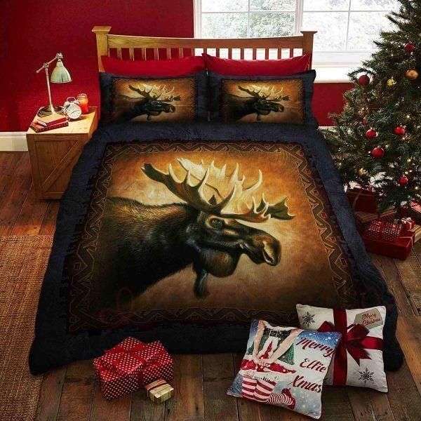 Cool Moose Painting Printed Bedding Set