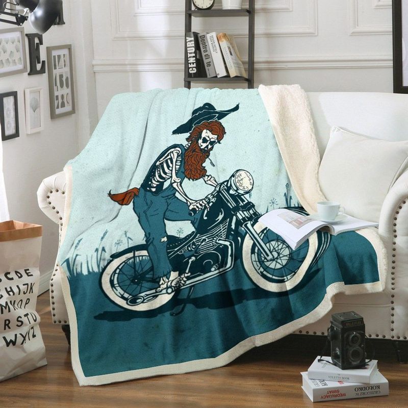 Cool Motorbike Sherpa Fleece Blanket