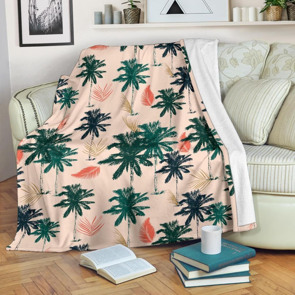Cool Palm Tree Pattern Print Design Pink Fleece Blanket