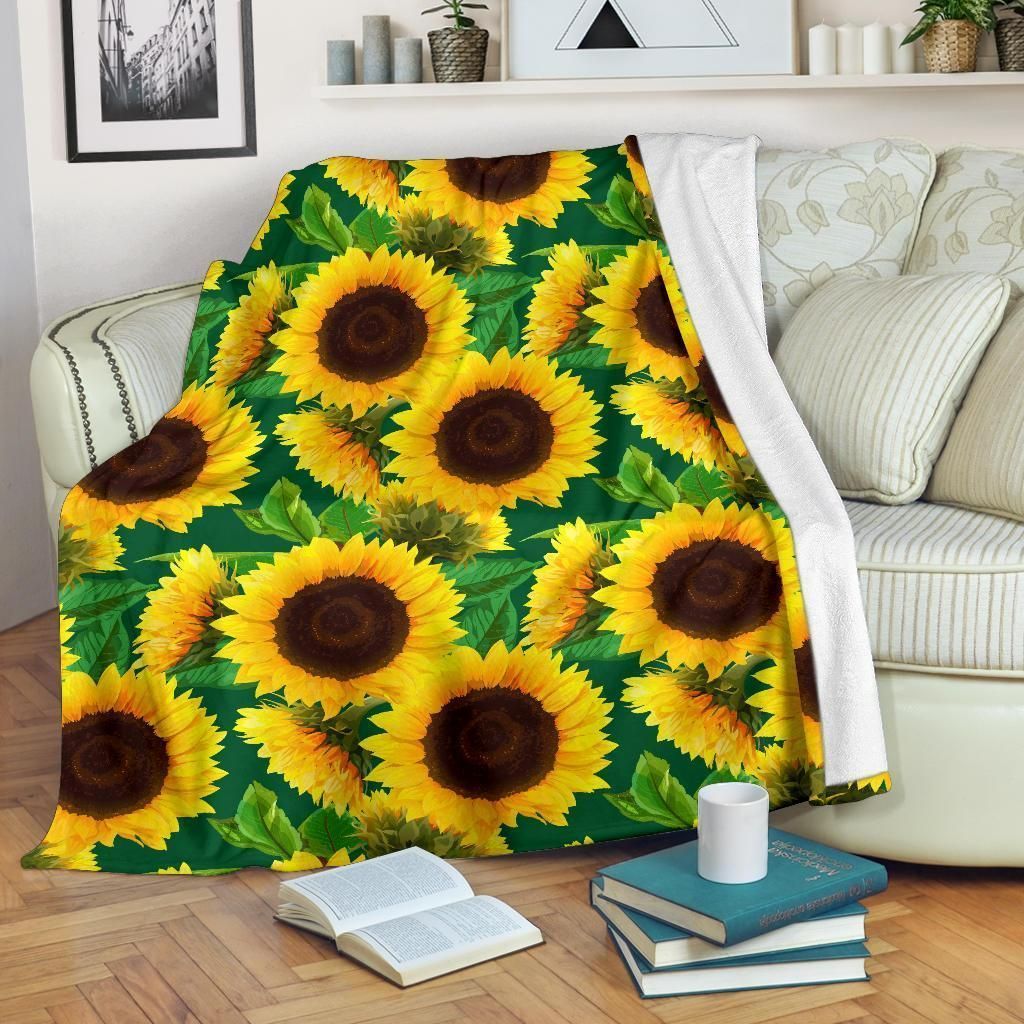 Cool Plant Sunflower Pattern Print Design Fleece Blanket