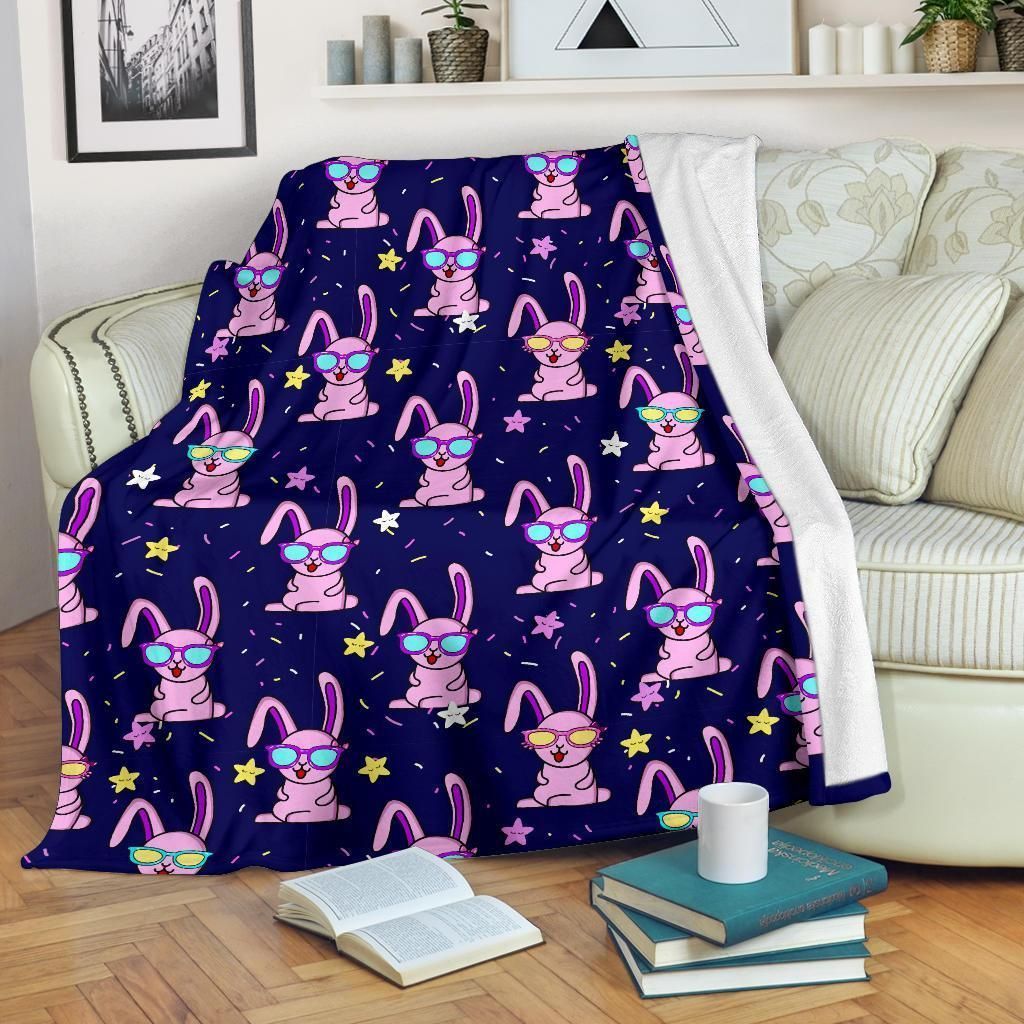 Cool Rabbit Baby Pattern Print Design Galaxy Fleece Blanket