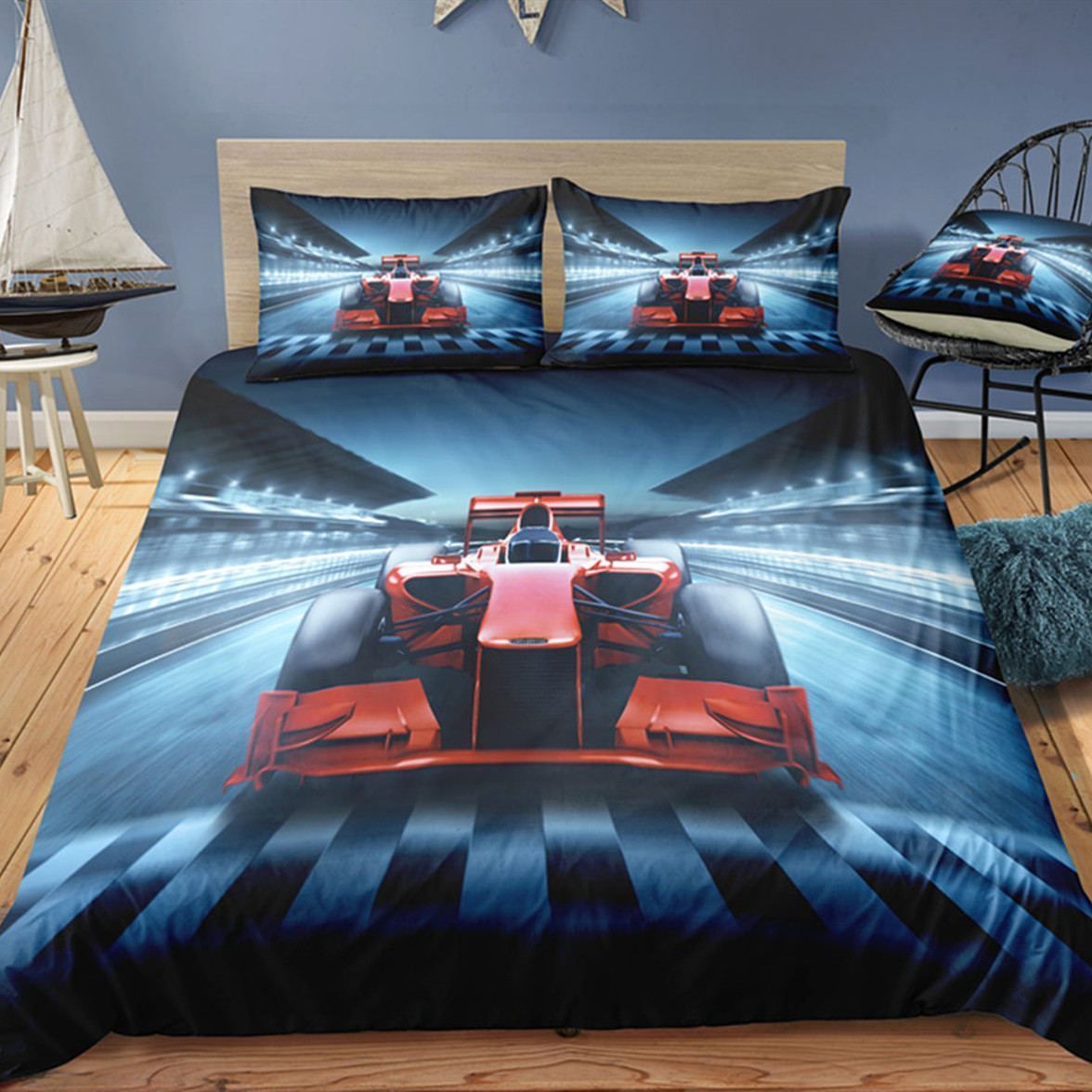Cool Racing Car Printed Bedding Set