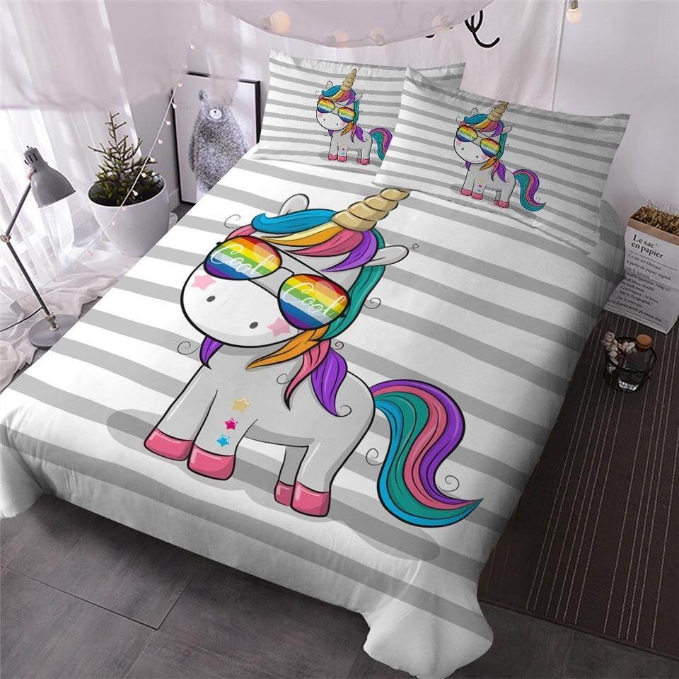 Cool Rainbow Unicorn Bedding Set