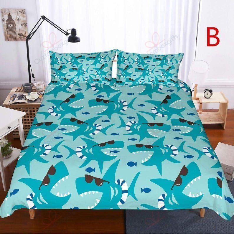 Cool Shark With Glasses Pattern Printed Bedding Set